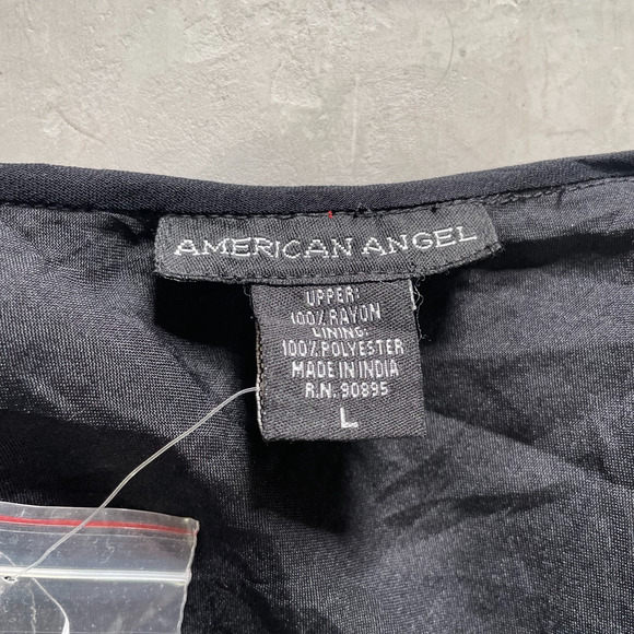 Vintage NWT 90s Y2K Black Red Floral Fairy Beaded Maxi Slip Dress Sz L - Picture 7 of 10